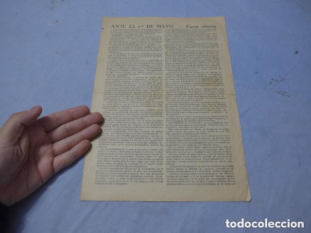 Militaria: Antiguo documento octavilla republicana, las juventudes comunistas ante 1 mayo, guerra civil.