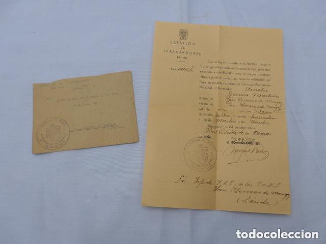 Militaria: Antigua carta y sobre de batallon de trabajadores, libertad preso, pons, lerida, 1940. Lleida
