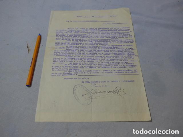 Militaria: Antiguo documento de vigilantes de aviacion republicana de 1937 de Aljucer, Murcia, guerra civil.