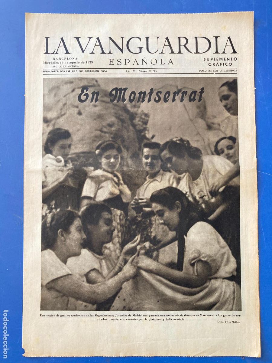 Militaria: LA VANGUARDIA, 16 - AGOSTO 1939, EN MONTSERRAT, FLECHAS NAVALES