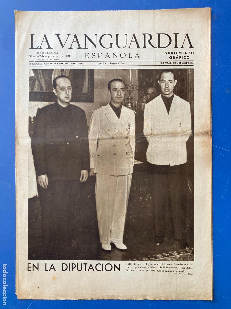 Militaria: LA VANGUARDIA, 2 - SEPTIEMBRE 1939, DIPUTACION DE BARCELONA, HORAS DE ANGUSTIA DE EUROPA