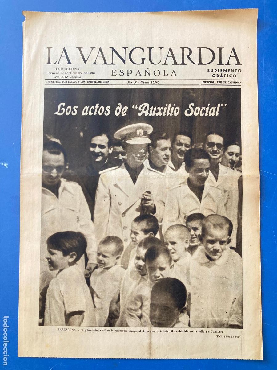 Militaria: LA VANGUARDIA, 1 - SEPTIEMBRE 1939, AUXILIO SOCIAL, LIBERACION DE SANTANDER