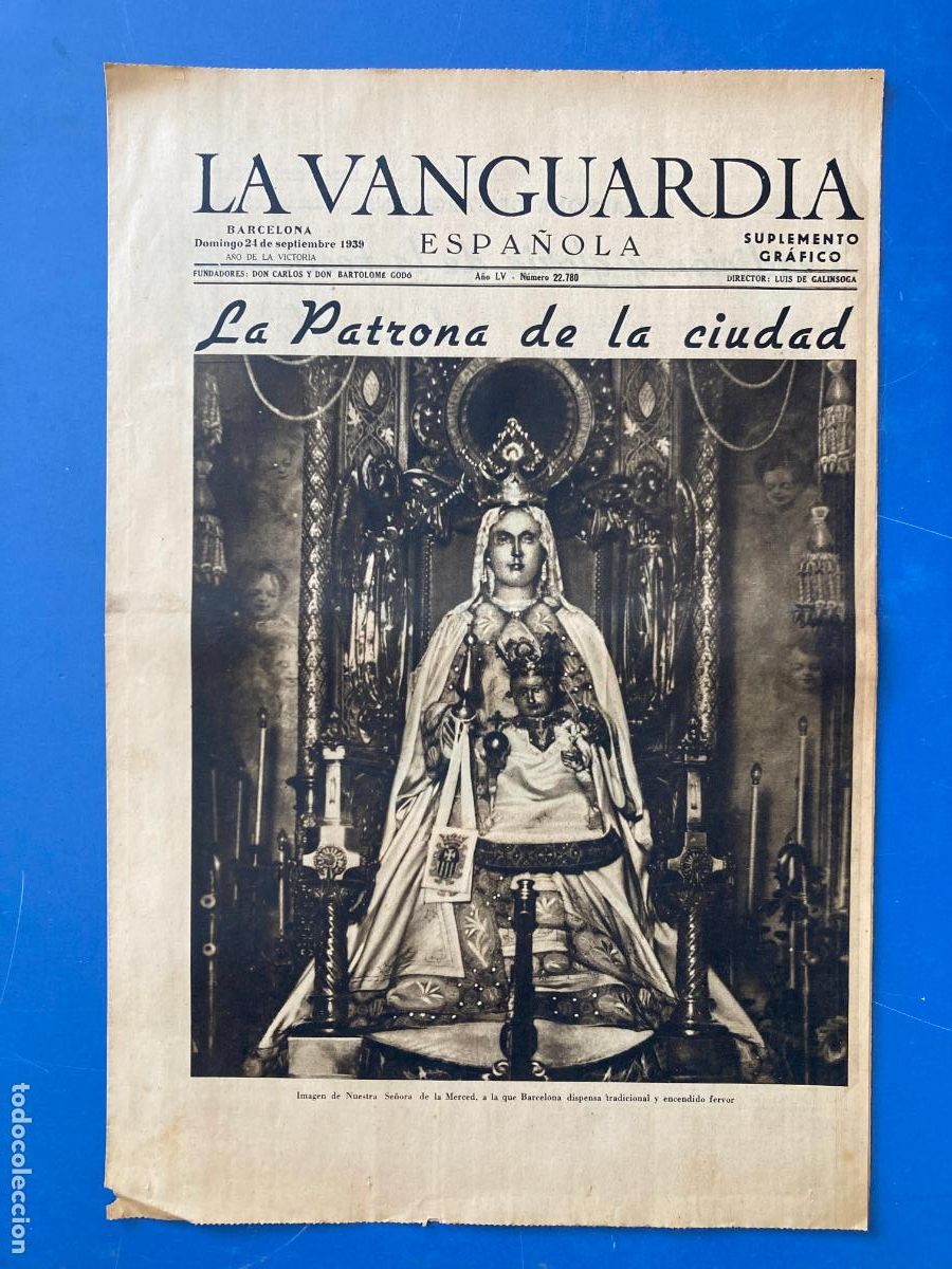 Militaria: LA VANGUARDIA, 24 - SEPTIEMBRE 1939, LA PATRONA DE LA CIUDAD, BARCELONA