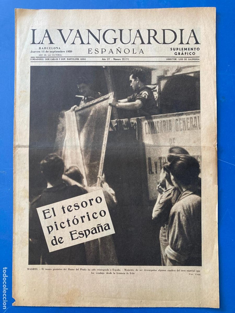 Militaria: LA VANGUARDIA, 14 - SEPTIEMBRE 1939, EL TESORO PICTORICO DE ESPA&Ntilde;A, CONFLICTO DE EUROPA