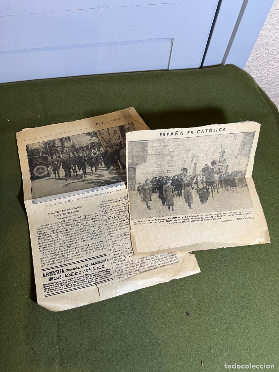 Militaria: Lote recortes prensa hist&oacute;rica Somat&eacute;n Alfonso XIII Vilafranca del Pened&egrave;s Guerra Civil 1939 fondo M