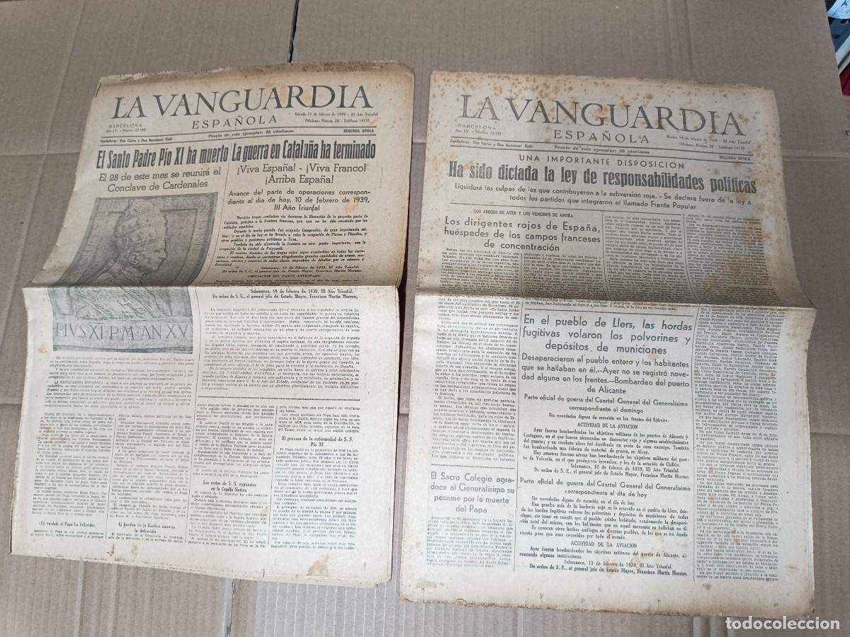 Militaria: LOTE 2 ANTIGUOS DIARIOS LA VANGUARDIA, FEBRERO 1939, CAIDA DE CATALU&Ntilde;A, GUERRA CIVIL -P19