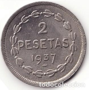 Militaria: Moneda 2 pesetas Gobierno de Euzkadi - Foto 2