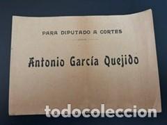 Militaria: Papeleta de voto Antonio Garc&iacute;a Quejido, primer presidente de la UGT y primer secretario general PCE