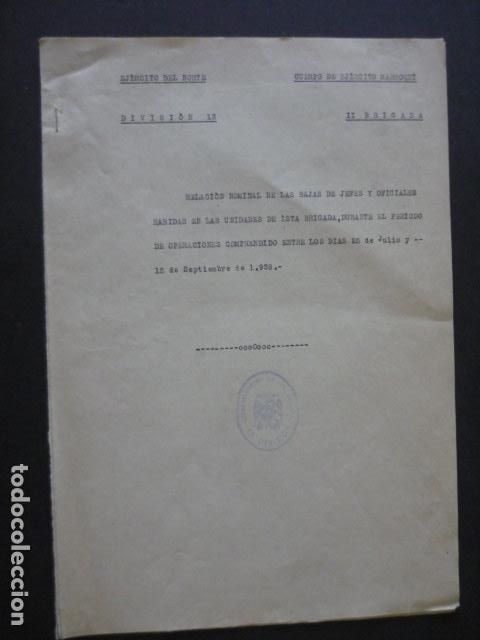 Militaria: GUERRA CIVIL 1938 MAESTRAZGO CASTELLON CUERPO EJERCITO MARROQUI BAJAS JEFES Y OFICIALES