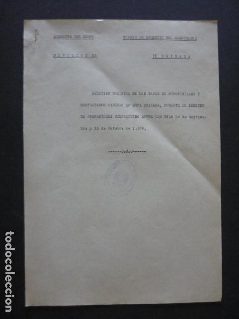 Militaria: GUERRA CIVIL 1938 MAESTRAZGO CASTELLON CUERPO EJERCITO MARROQUI RELACION BAJAS SUBOFICIALES