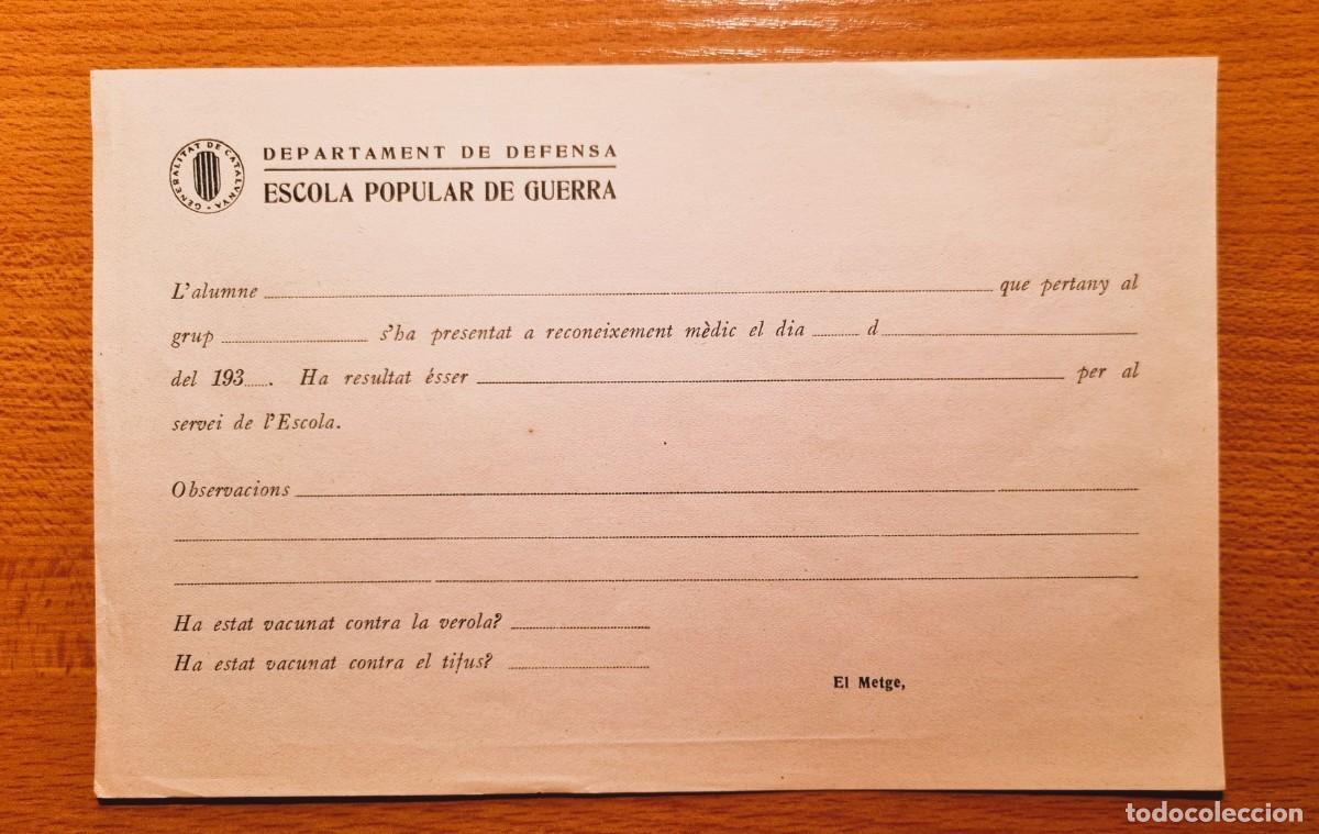 Militaria: DOCUMENTO DE LA GENERALITAT DE CATALUNYA GUERRA CIVIL