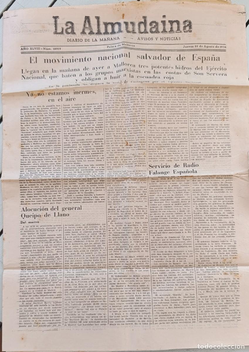 Militaria: 3 HIDROS DEL EJERCITO NACIONAL BATEN A LOS MARXISTAS EN SON SERVERA. MALLORCA. LA ALMUDAINA, 1936