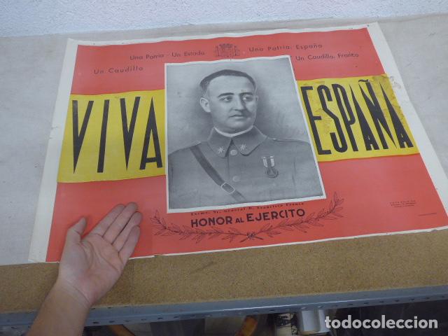 Militaria: Antiguo cartel original de guerra civil, con escudo republicano de 1936 viva espa&ntilde;a Franco. Zaragoza