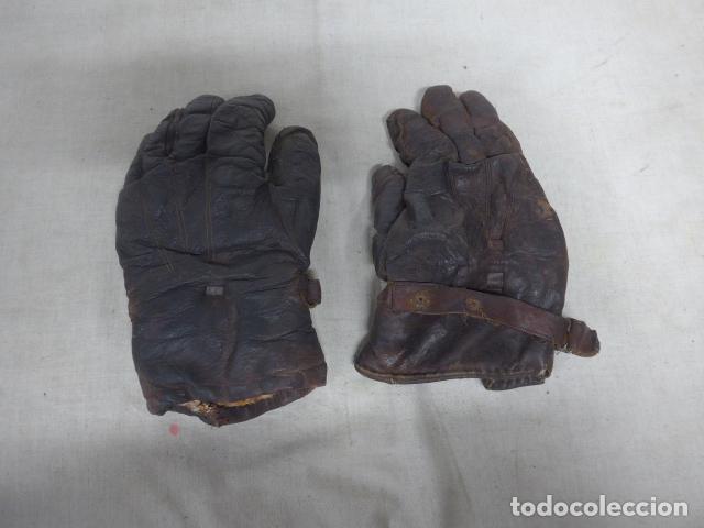 Militaria: Antiguos guantes de cuero marron originales de Guerra civil, eran de un Brigadista internacional