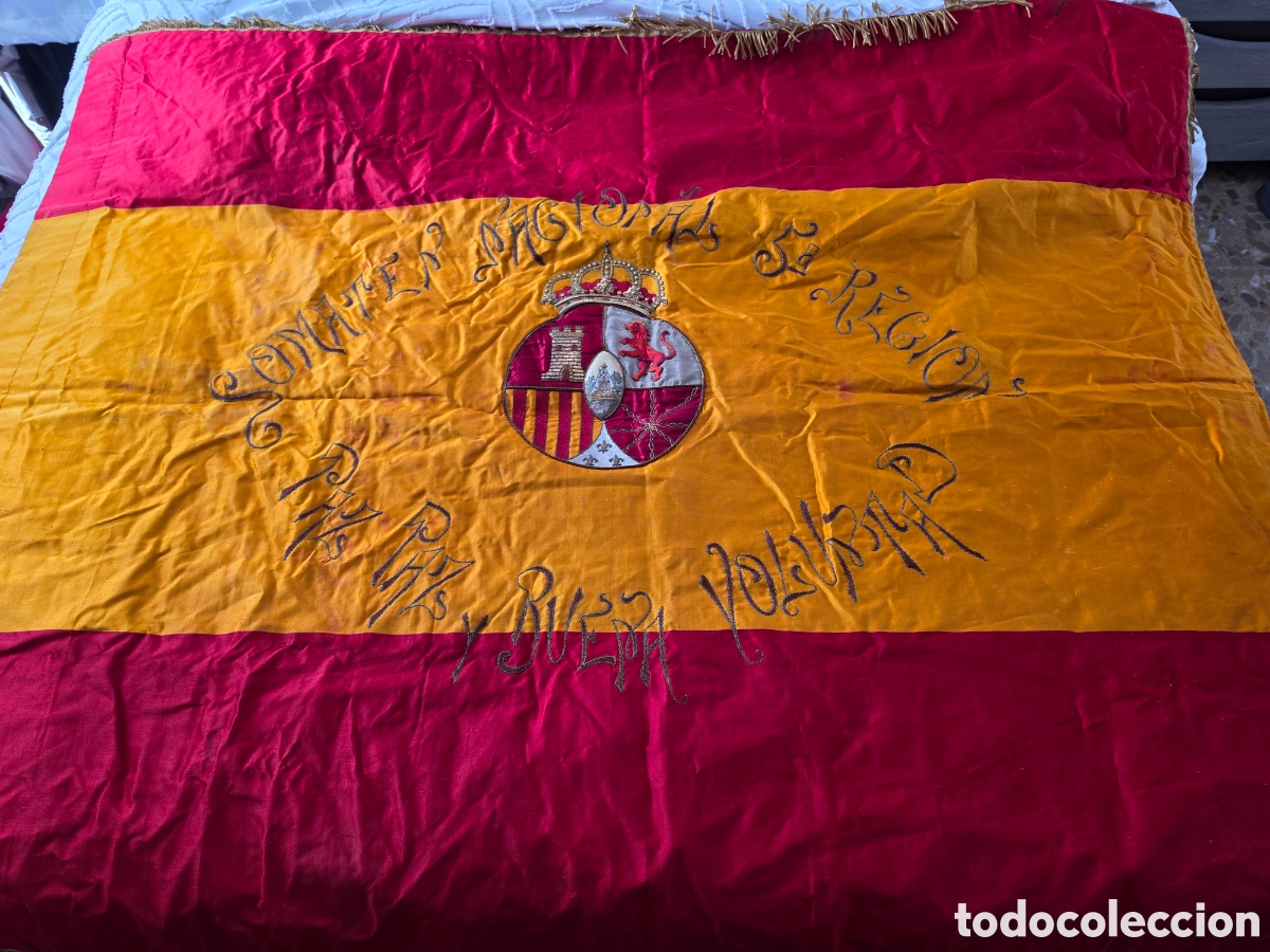 Militaria: BANDERA DEL CUERPO ARMADO DEl SOMATEN NACIONAL DE LA 5&ordf; REGION vall duixo ALTA COLECCION DOBLE CARA