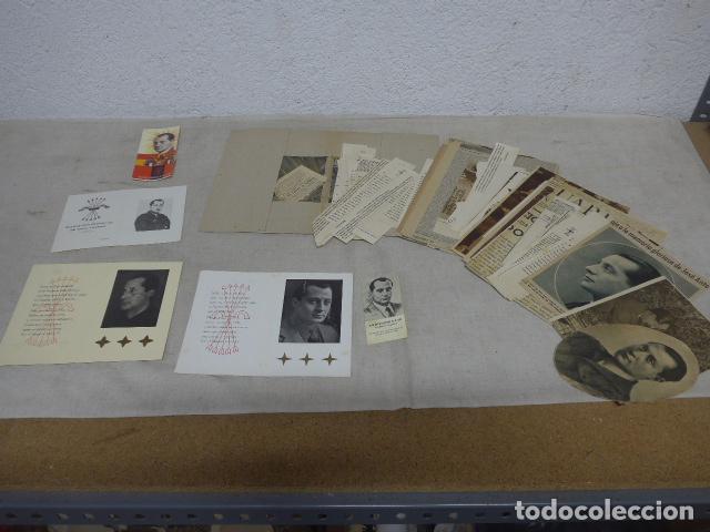 Militaria: Antiguo gran lote de Jose Antonio Primo de Rivera: 4 esquela recordatorio + muchos recortes, Falange