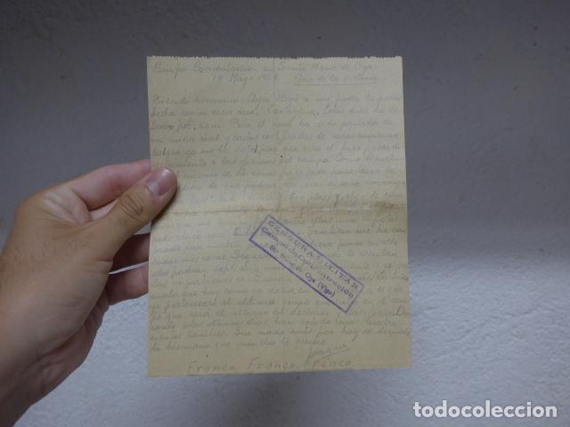 Militaria: Antigua carta de 1939 del Campo de concentracion de Santa Maria de Oya, Vigo, Galicia. Guerra civil