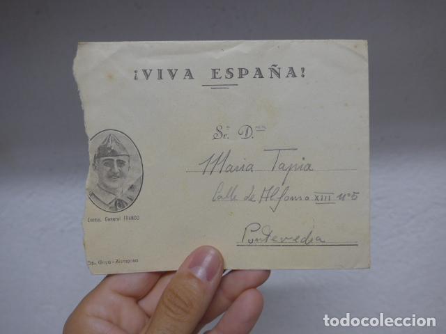 Militaria: Antiguo sobre de guerra civil de un italiano del CTV en Teruel, membrete patriotico con Franco