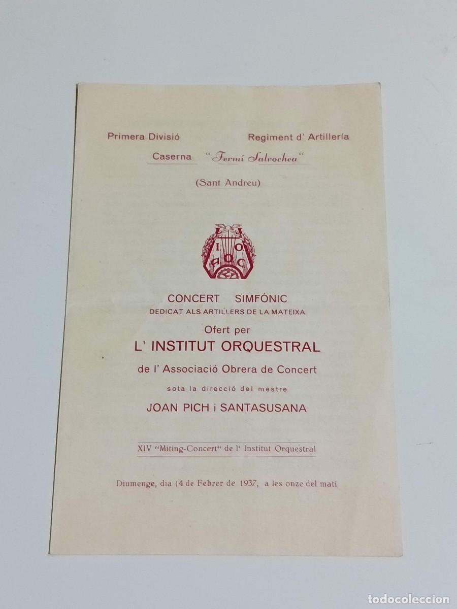 Militaria: Programa Guerra Civil Concert Simfonic 1937 Regiment d'artilleria