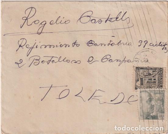 Militaria: Sobre de Barcelona a Regimiento Cantabria 39 (Ciclista) 2&ordm; Batall&oacute;n 2&ordf; Compa&ntilde;&iacute;a Toledo. Con 40 Cts.