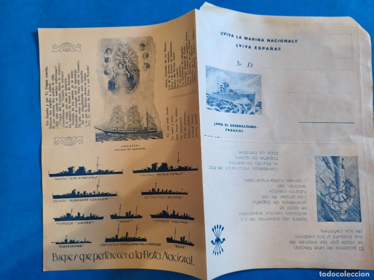 Militaria: Impreso de Carta / Sobre, sin usar. Viva la Marina Nacional. Guerra Civil Espa&ntilde;ola.