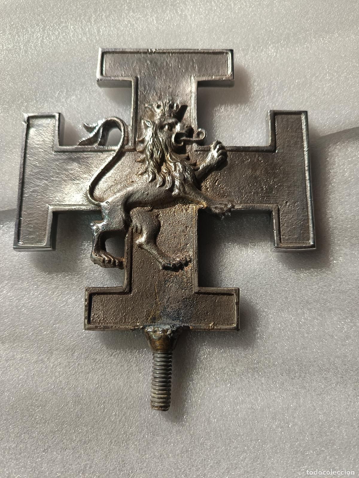 Militaria: MOHARRA METALICA PARA GUION CON EL EMBLEMA DE LA OJE, O.J.E., FALANGE,
