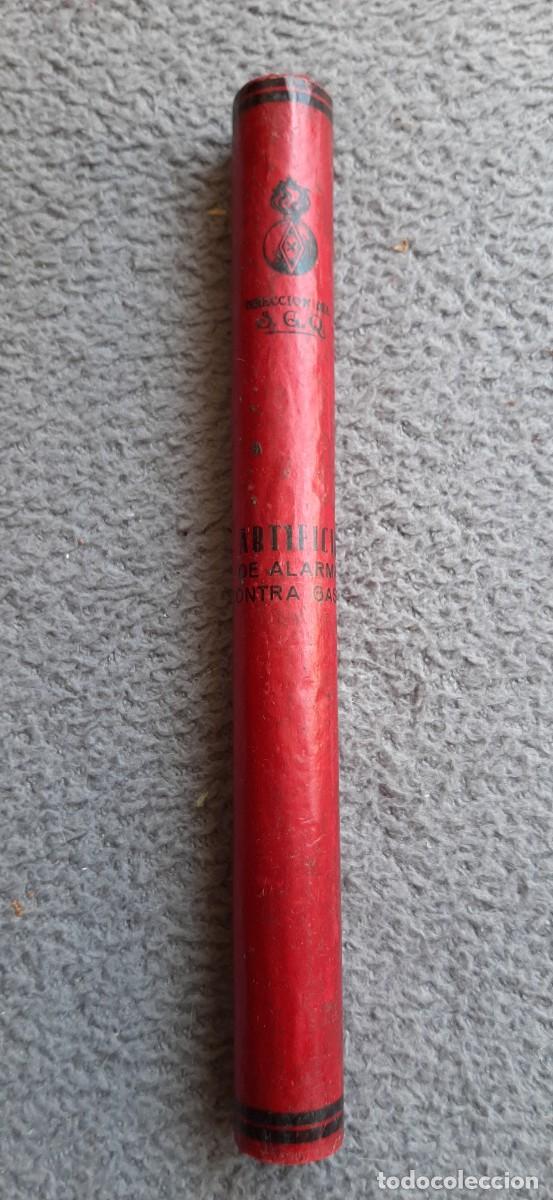 Militaria: Raro artificio de alarma contra gases. Guerra civil espa&ntilde;ola.J.G.Q.