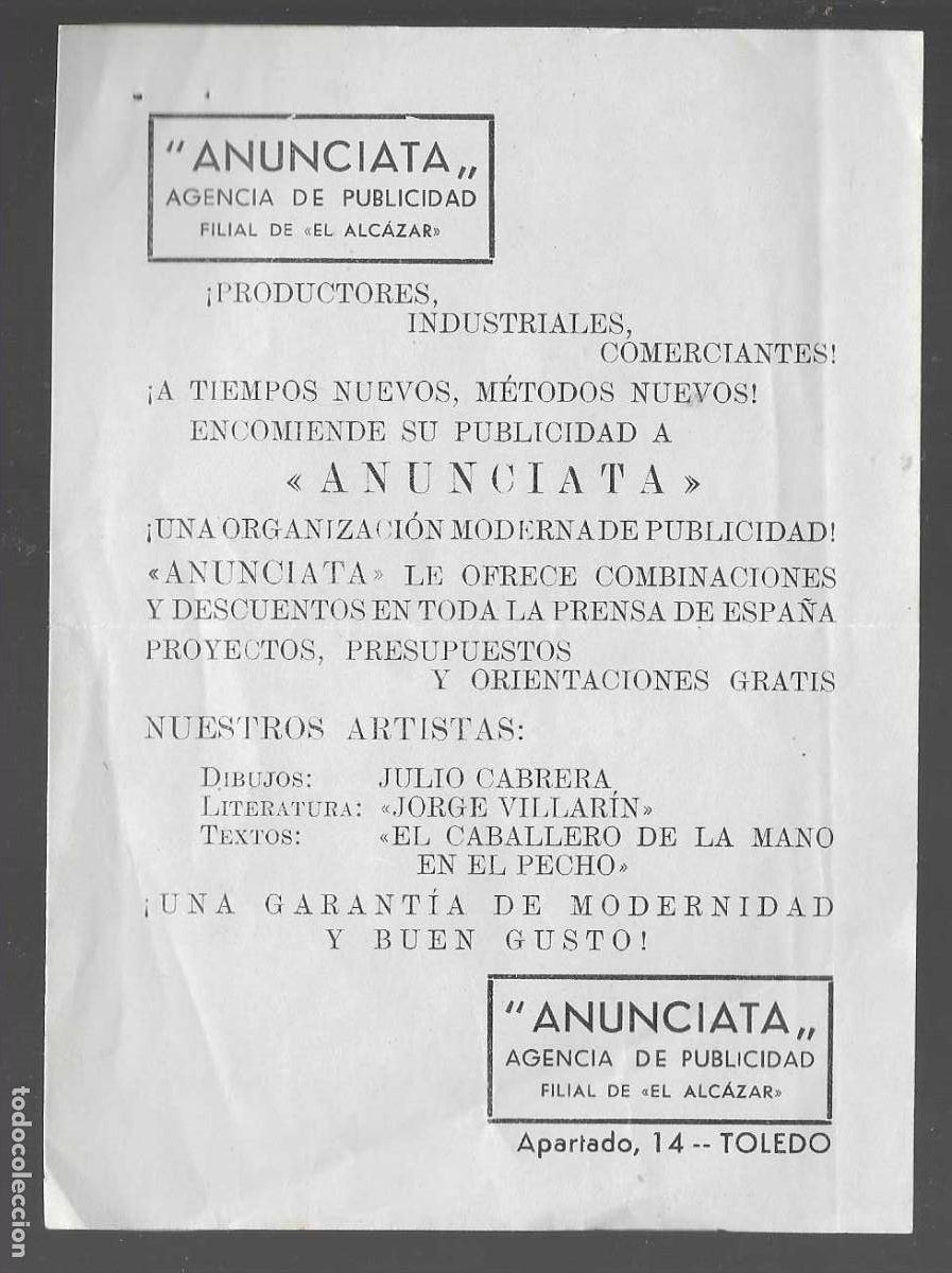 Militaria: OCTAVILLA AGENCIA PUBLICIDAD-ANUNCIATA- FILIAL DEL EL ALCAZAR, LEER Y VER FOTOS