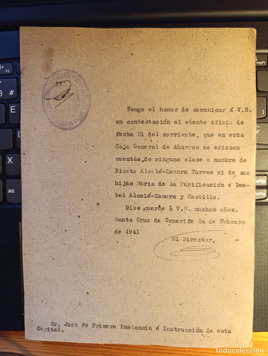 Militaria: JUEZ PRIMERA INSTANCIA-OFICIO CUENTA Y BIENES DE NICETO ALCALA-ZAMORA TORRES E HIJAS. A&Ntilde;O 1941. NE-1