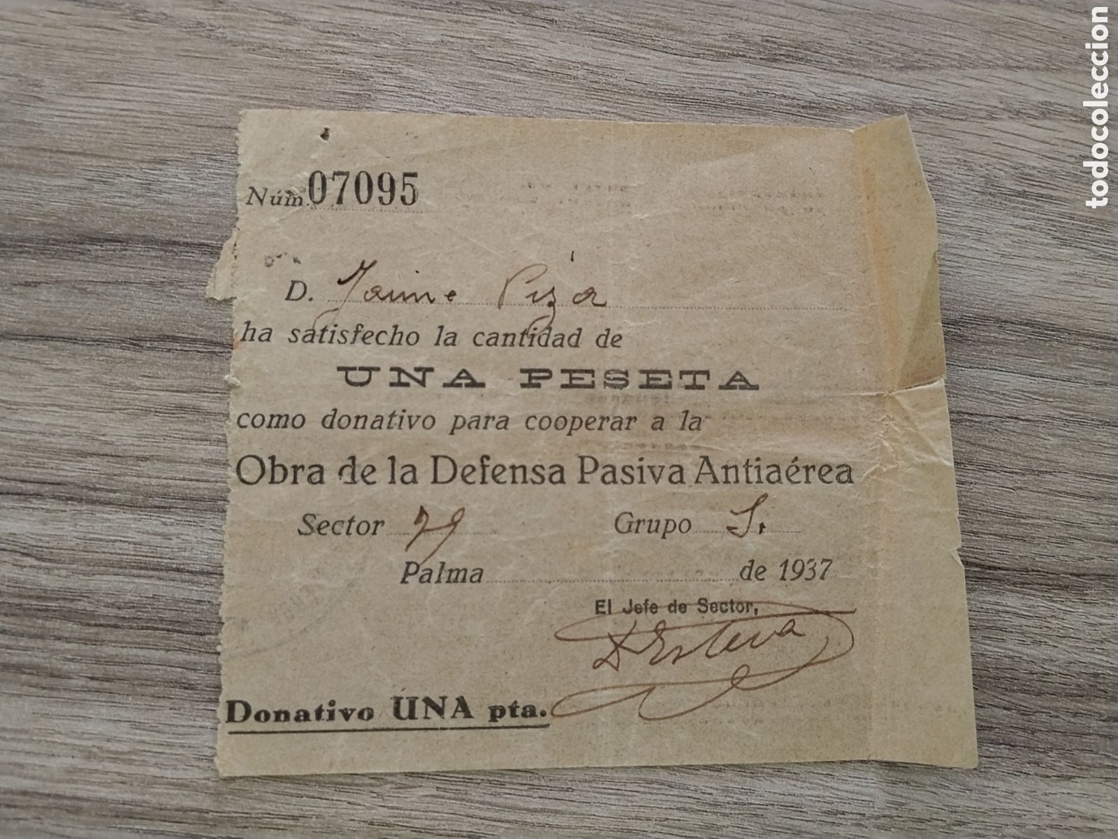 Militaria: Documento guerra civil baleares defensa pasiva antia&eacute;rea.bando nacional.falange.requete.palma de mal