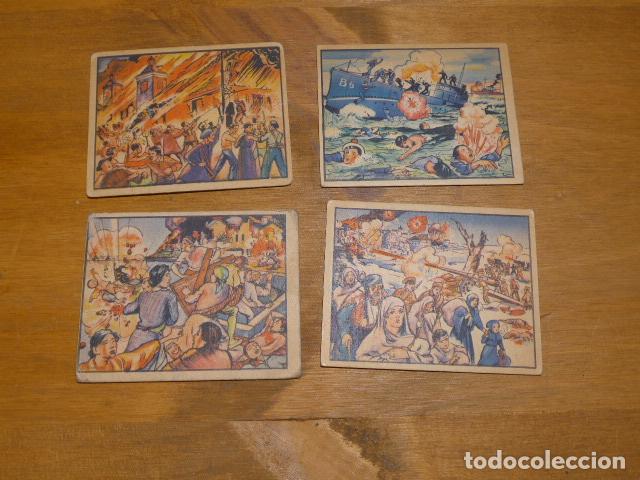 Militaria: Lote de 4 cromos antiguos de 1938 de la guerra civil hechos en Estados Unidos: horrors of war.