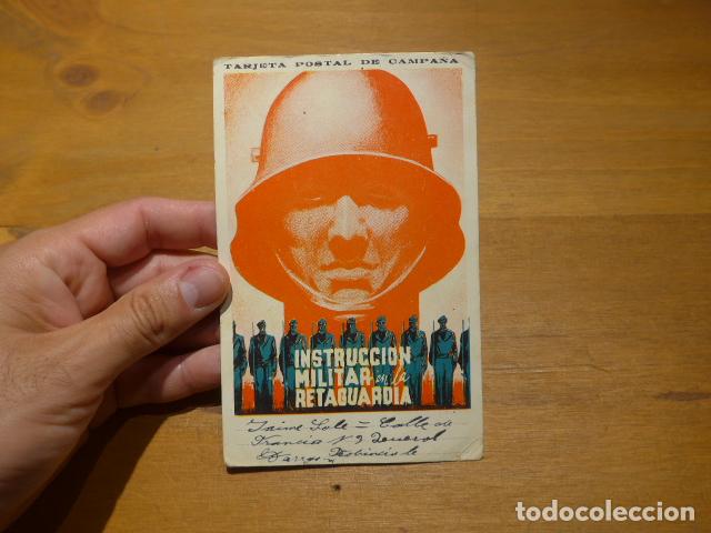 Militaria: Antigua tarjeta postal de campa&ntilde;a republicana, Instruccion militar de retaguardia, 43BM guerra civil