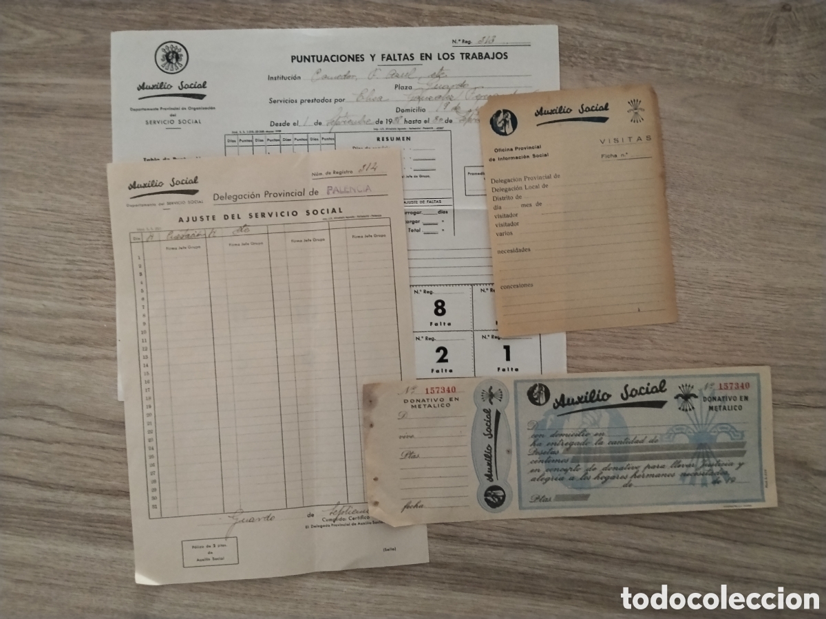 Militaria: Lote documentos guerra civil Auxilio social Palencia.1938.falange.falangista.seccion femenina.seu
