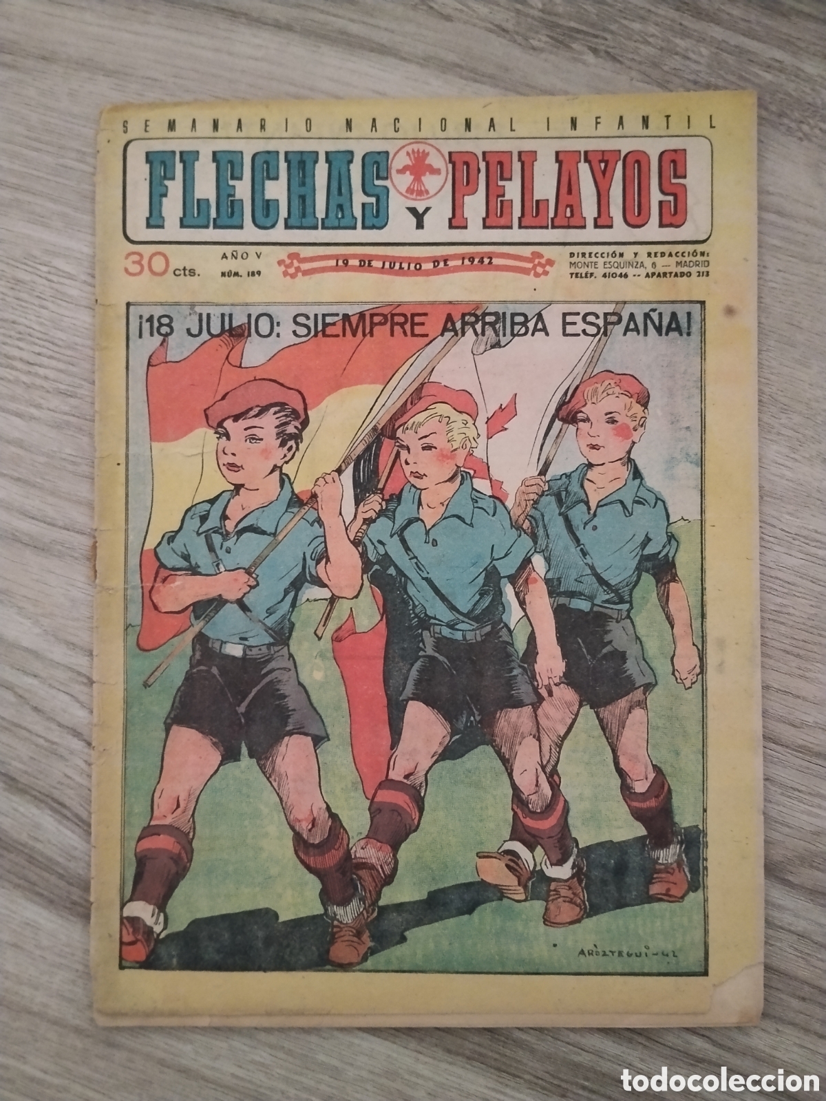 Militaria: Tebeo infantil falangista flechas y pelayos.conmemoracion alzamiento nacional.falange.requete.milita