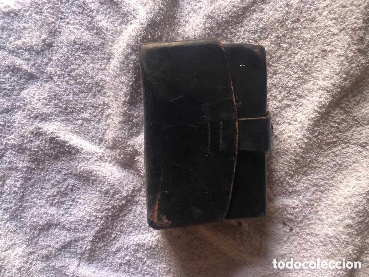 Militaria: ANTIGUA CARTUCHERA DE CUERO NEGRO GUERRA CIVIL