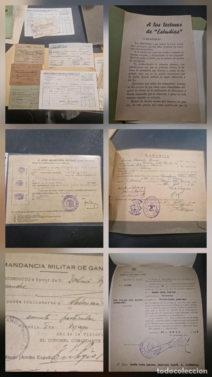 Militaria: Documentos y papeles varios de la Guerra Civil y posguerra.