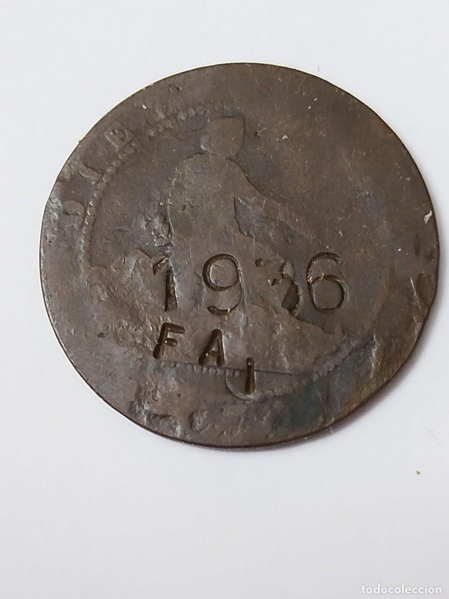 Militaria: GUERRA CIVIL, CONTRAMARCAS POLITICAS, 1936 FAI, SOBRE MONEDA DE LA REP&Uacute;BLICA. GUERRA CIVIL, CONTRAM