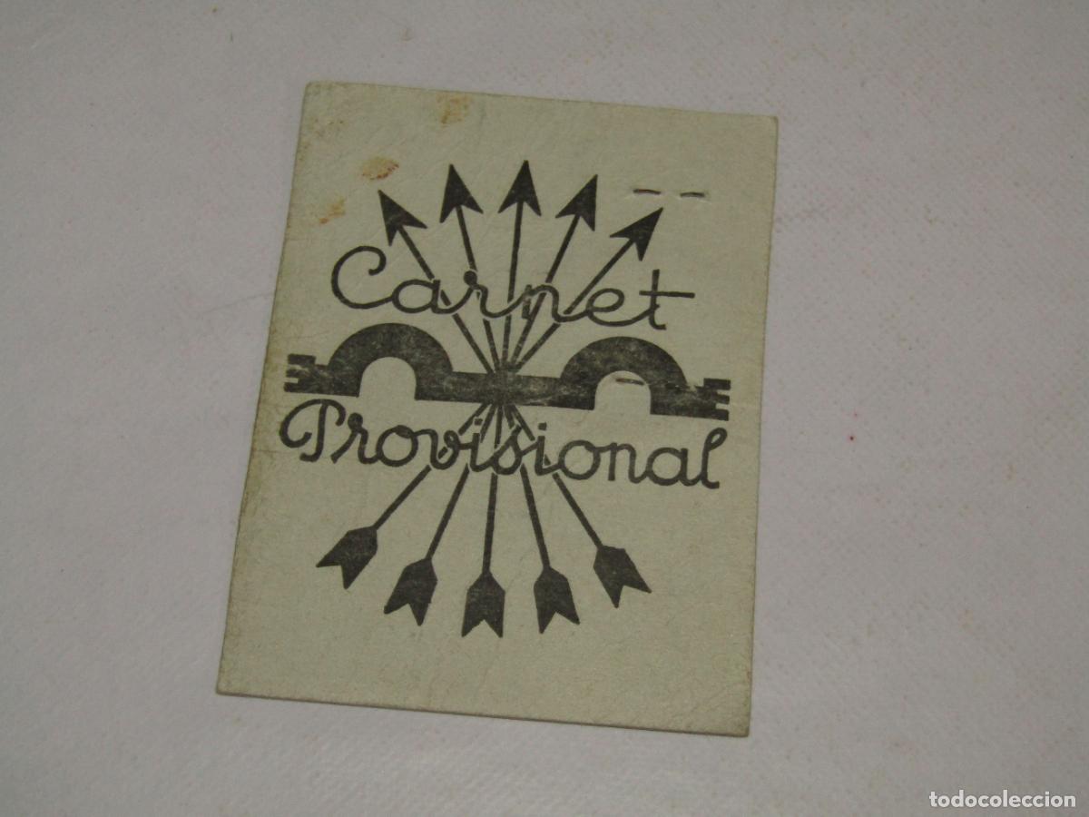 Militaria: Antiguo Carnet Provisional de Practicante en La Roda de FALANGE - F.E.T de las J.O.N.S del A&ntilde;o 1939