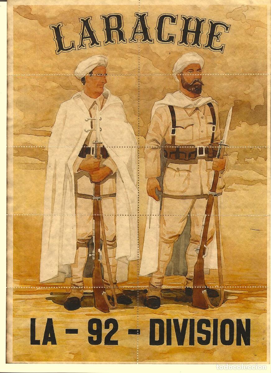 Militaria: Pliego vi&ntilde;etas / cupones 92 Divisi&oacute;n Larache Marruecos Militar Guerra Civil
