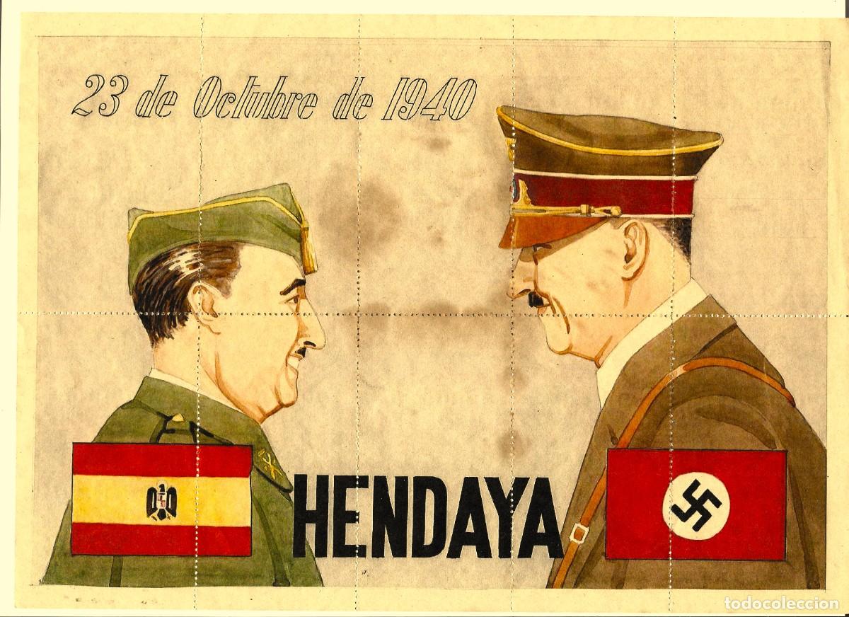 Militaria: Pliego vi&ntilde;etas / cupones Hendaya , 23.de Octubre de 1940
