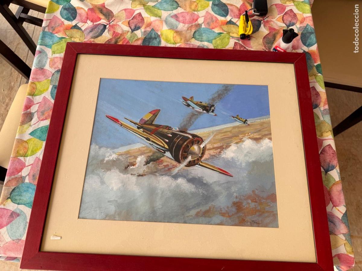 Militaria: Acuarela avi&oacute;n republicano rata