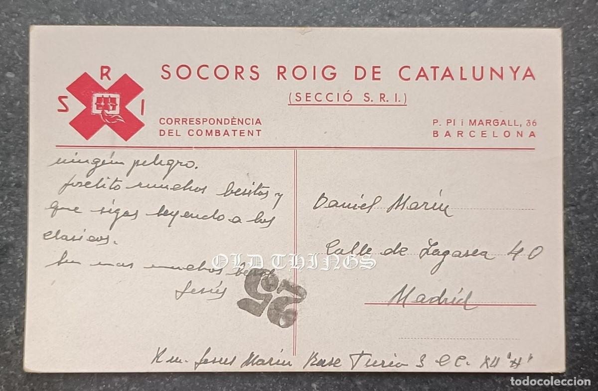 Militaria: POSTAL GUERRA CIVIL SRI SOCORS ROIG INTERNACIONAL, CIRCULADA 1938, MUY BUEN ESTADO.