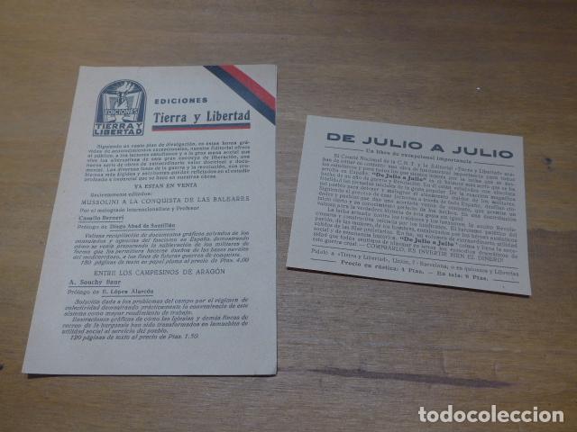 Militaria: Lote 2 antiguos panfletos de la CNT de guerra civil, Ediciones Tierra y libertad, original
