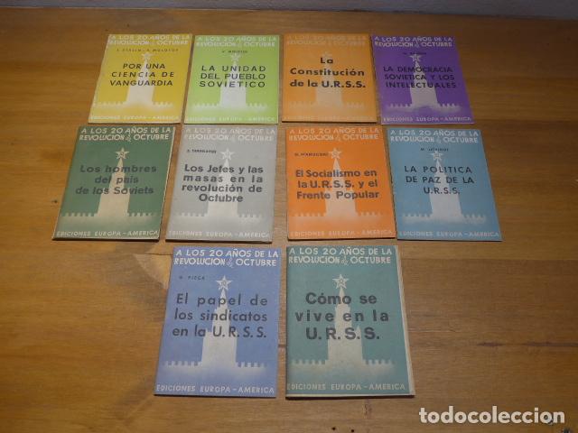 Militaria: Lote 10 antiguos libros de 1938 republicanos de guerra civil: Sello comisario Menorca, 20 a&ntilde;os URSS