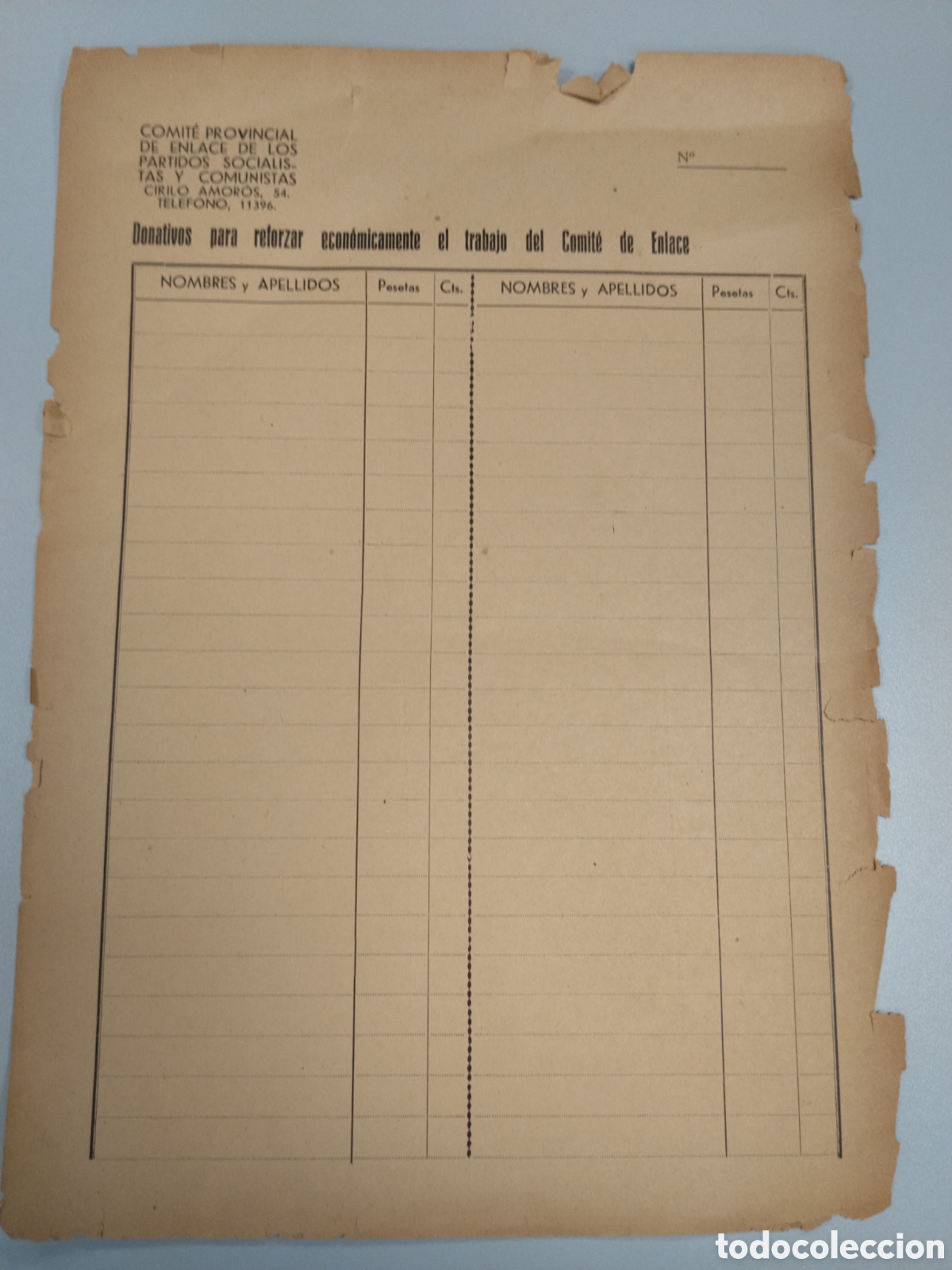Military Antiques: Documento guerra civil republicano comit&eacute; de enlace PSOE y PCE.valencia.comunista.jsu.socialista.mil