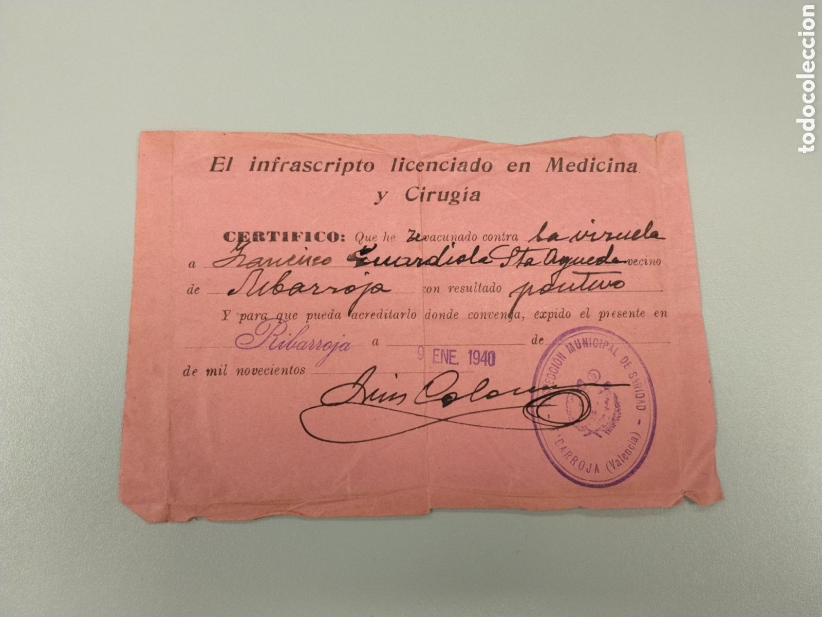 Militaria: Documentos vacunaci&oacute;n guerra civil con vi&ntilde;eta.bando nacional.falange.ribaroja.valencia.requete.milit