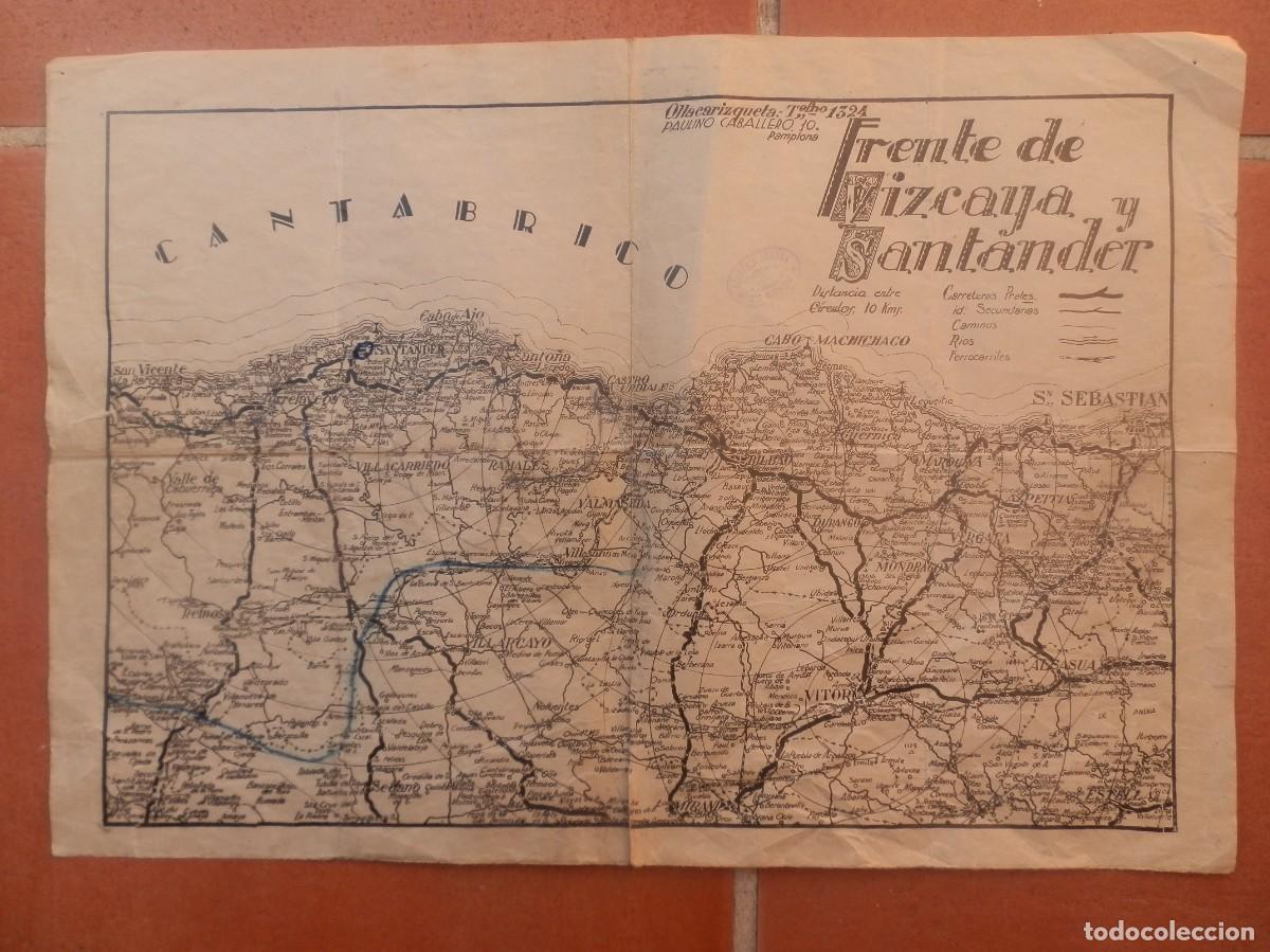 Militaria: Mapa cartogr&aacute;fico hist&oacute;rico de la Guerra Civil Espa&ntilde;ola Frente de Vizcaya y Santander,