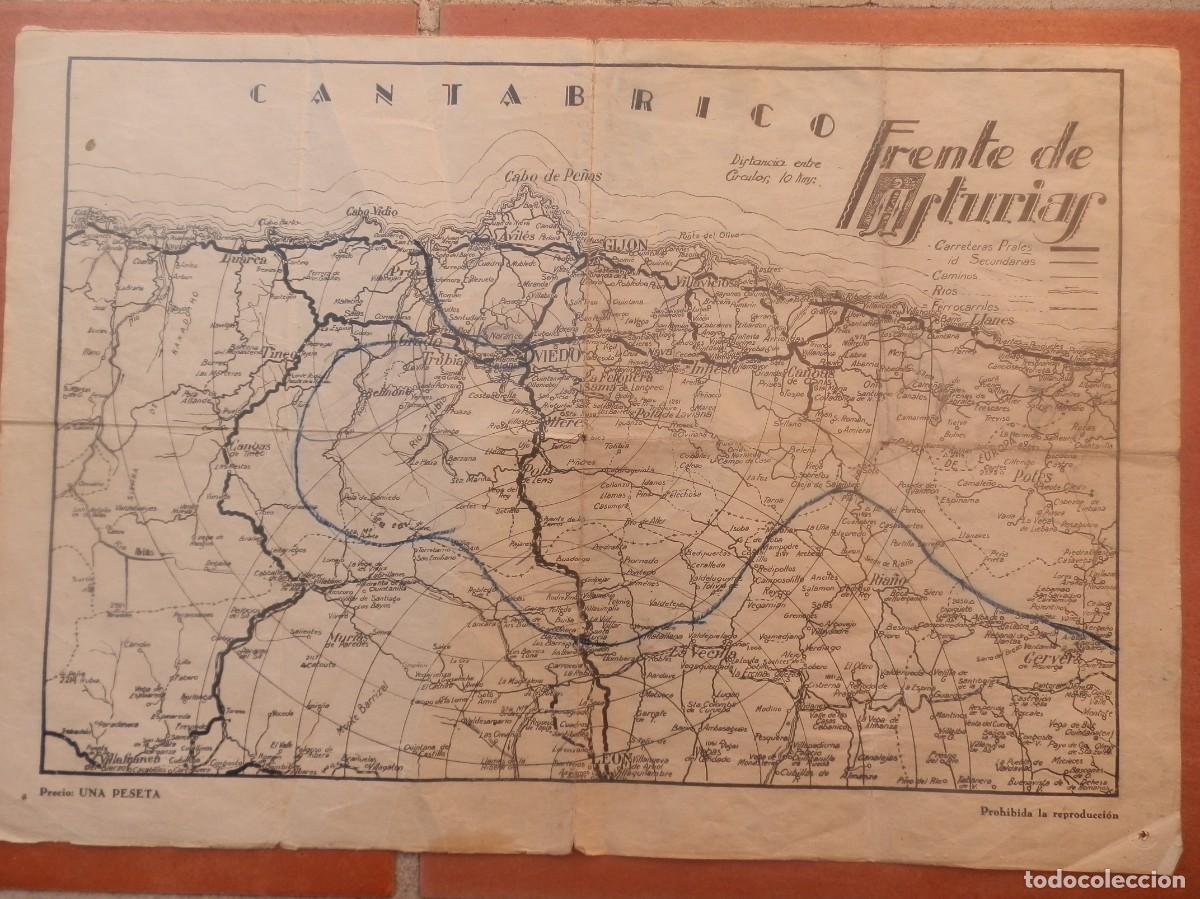 Militaria: Mapa cartogr&aacute;fico hist&oacute;rico de la Guerra Civil Espa&ntilde;ola Frente de Asturias.