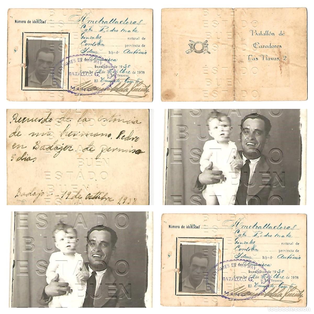 Militaria: 1938 CARNET AMETRALLADORAS CAZADORES DE LAS NAVAS 2 FAMILIA DE BADAJOZ F98