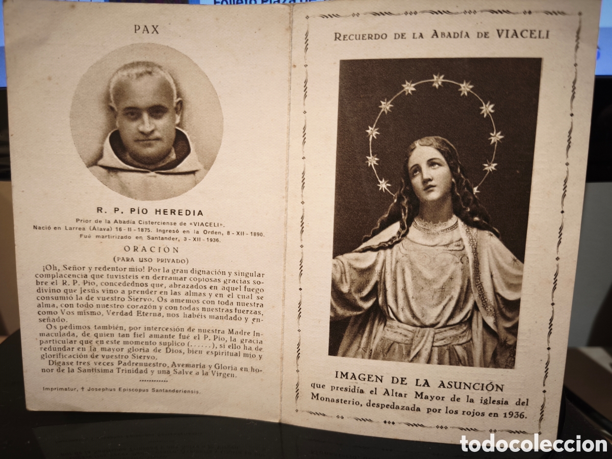 Militaria: Pio Heredia. Prior Abad&iacute;a de Viaceli, Cobreces, Cantabria. M&aacute;rtir en 1936